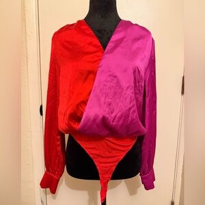 Red and Pink Women's Bodysuit